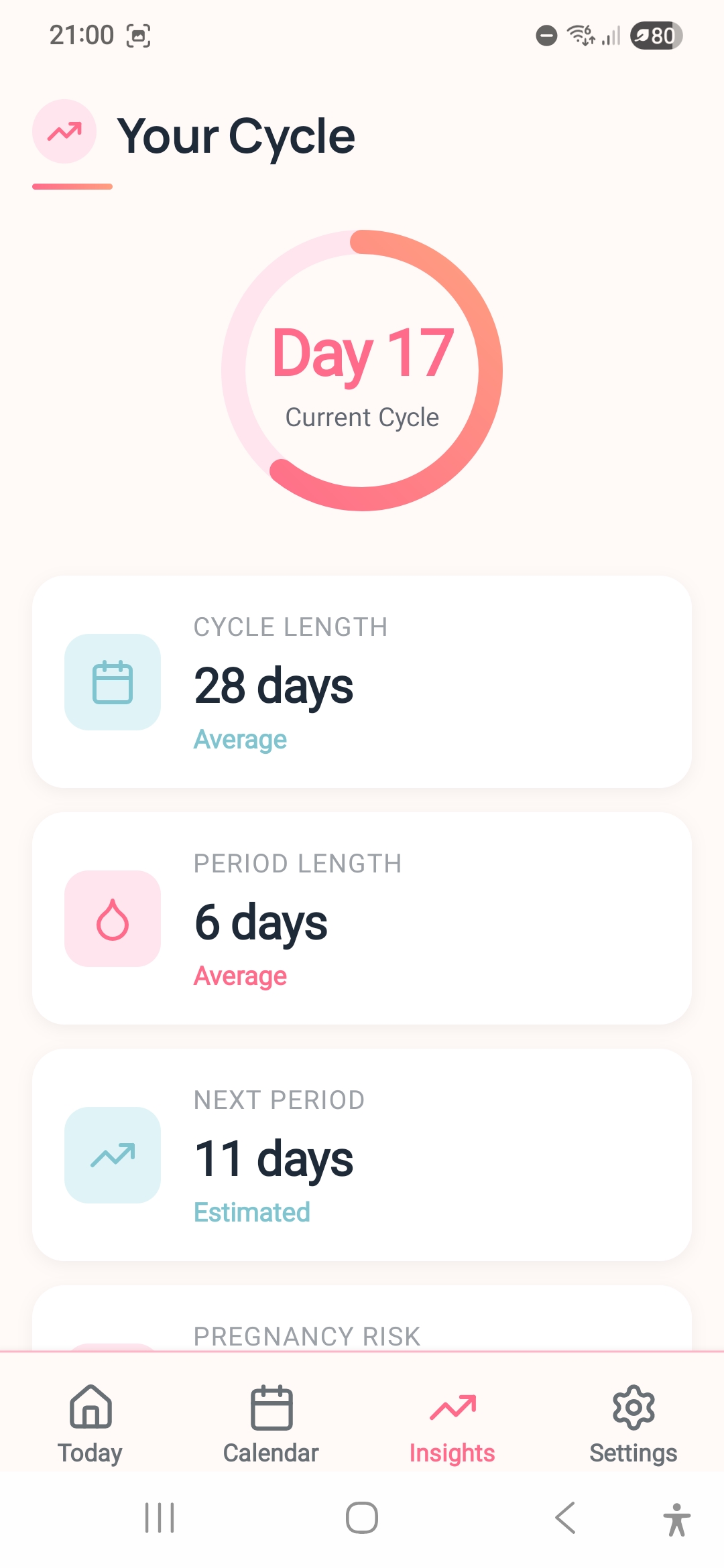 Kalena Flow insights screen